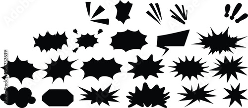 Ink splash and blot vector set with decorative elements and seasonal silhouettes