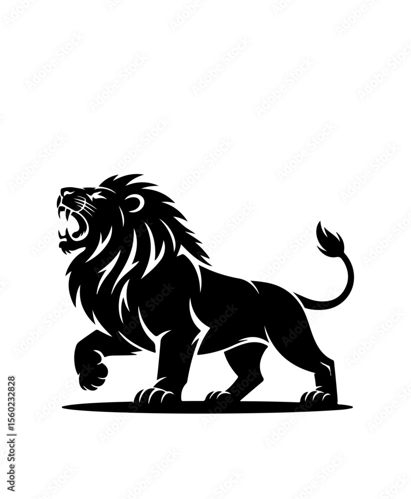 Obraz premium Royal heraldic lions. Black silhouette of rampant lion and griffins for logo or coat of arms. Premium wild animal crest symbols. 