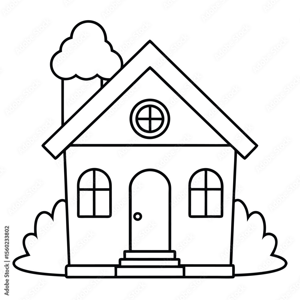 Fototapeta premium House or Home Coloring page for kids
