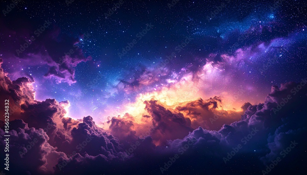 Fototapeta premium Luminous Nebula with Vibrant Cosmic Clouds and Stars