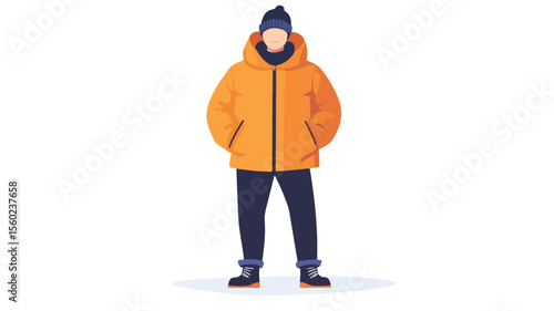 Freezing Person Shivering Outdoors in Jacket - Professional Weather Concept Photo