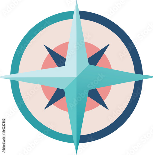 Simple Compass – Directional Vector Graphic for Location, Journey, or Web Element