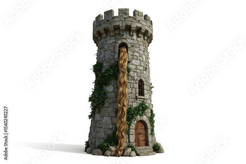 Fairytale tower escape; long hair, ivy, fantasy