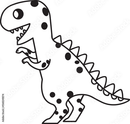 Cute Dinosaur Coloring Page Vector – Fun Black and White Cartoon for Kids