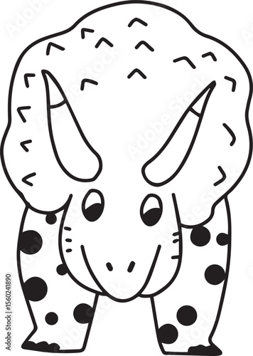 Cute Dinosaur Coloring Page Vector – Fun Black and White Cartoon for Kids