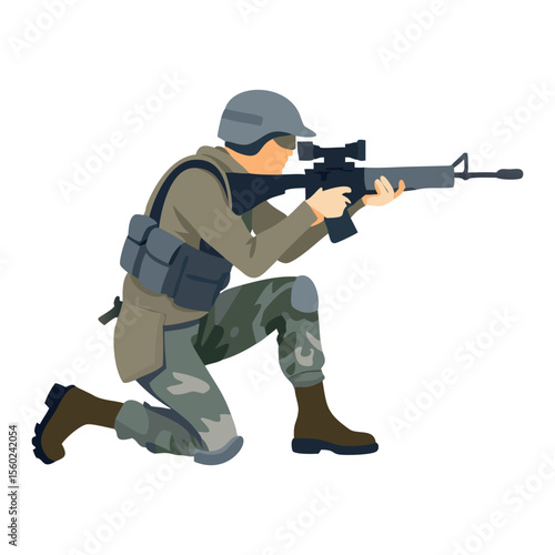 Soldier aiming with a rifle
