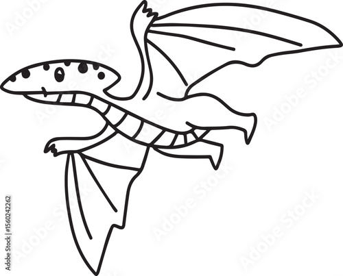 Cute Dinosaur Coloring Page Vector – Fun Black and White Cartoon for Kids