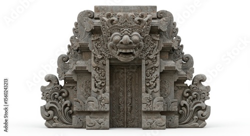Intricate Balinese Stone Carving: A Temple Gateway