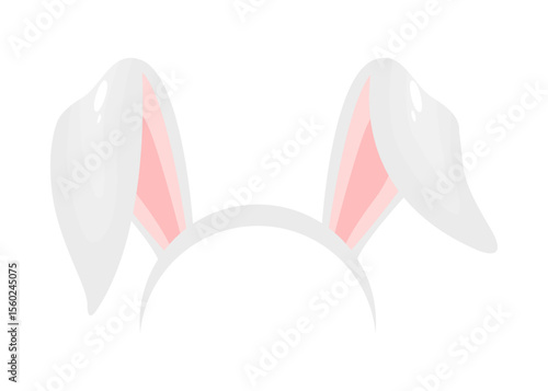 Rabbit ears realistic vector illustrations. Bunny ears kid headband, mask. Hare costume pink cartoon element. Photo editor, booth, video chat app color isolated cliparts