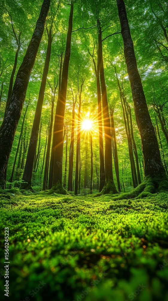Fototapeta premium Serene Landscape Nature Srping Tree Foliage Forest