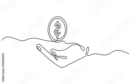 Single continuous line drawing the stacks of coins of varying heights. Gold coin money. Concept of finance, business, and banking. Coin Week. One line design vector illustration. Minimalist vector art