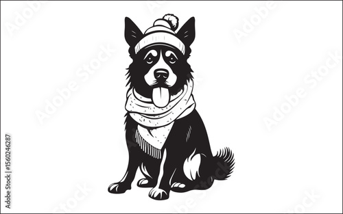 christmas vector image of a dog