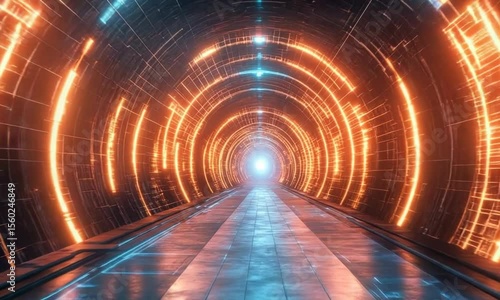Wallpaper Mural Futuristic tunnel with glowing circular patterns Torontodigital.ca
