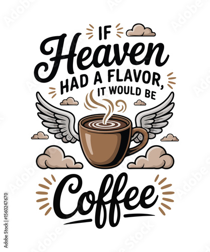 Coffee Cup Vector Typography T-shirt, Coffee Lover Mug Caffeine Silhouette Graphic Design Template