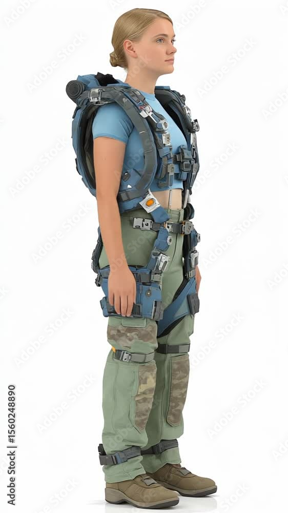 Cinematic Pan of Futuristic Exoskeleton Suit Cinematic Pan of Futuristic Exoskeleton Suit