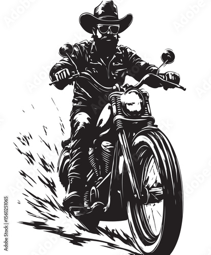 Obraz na płótnie Stylized image men ride harley davidson white background vector