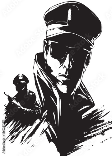 Stylized image art of police  white  background vector