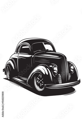 Stylized image of classic car white  background vector
