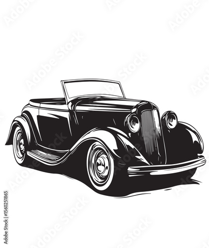 Stylized image of classic car white  background vectors