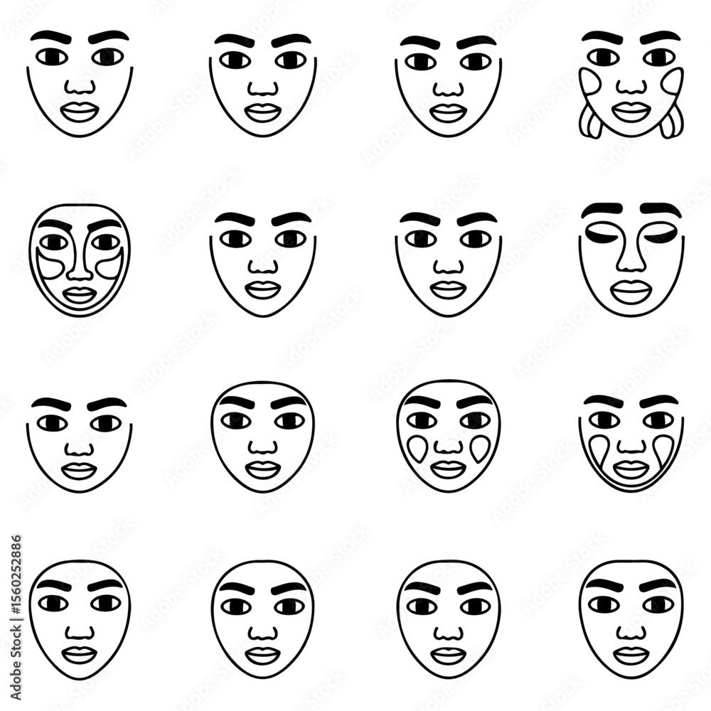 Unique high quality Beauty face line icon set Unique high quality Beauty face line icon set