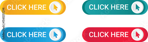 Click Here Button Set with Mouse Cursor Icon