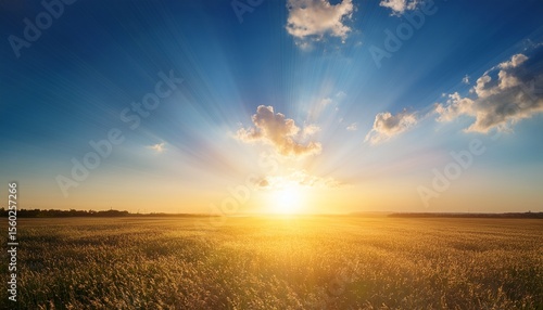 warm sun burst over calm blue sky
