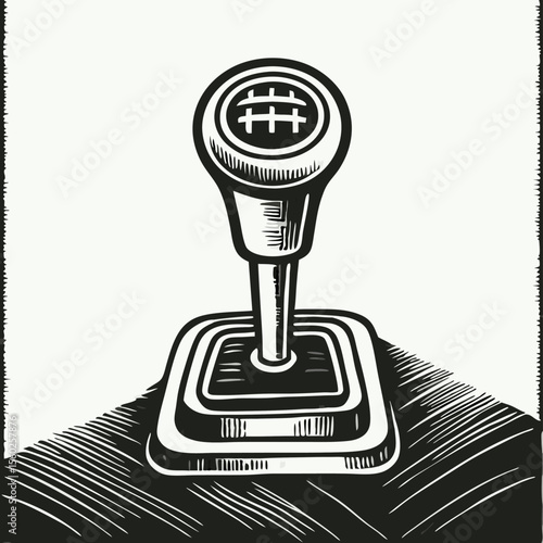 Vintage Car Gear Stick Shift Lever Illustration