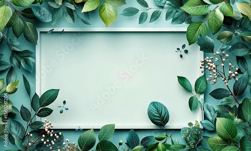 Blank frame surrounded by greenery