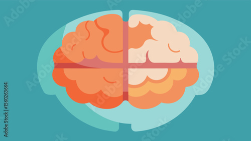 A crosssectional view of the brain showing parts of the cerebral cortex shrinking and developing empty gaps indicative of agerelated cognitive decline.. Vector illustration
