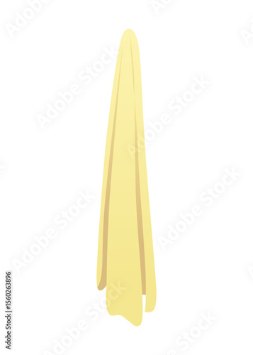 Cartoon bathroom element. Yellow color towel. Bath time in flat style vector illustration. Mockup for web design isolated on white background