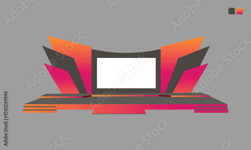 A clean, functional 2d stage setup designed for business conferences and corporate presentations.