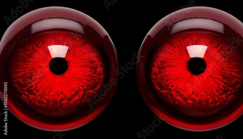red evil eyes on a black background