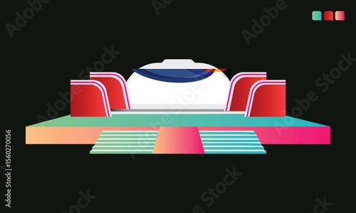 A clean, functional 2d stage setup designed for business conferences and corporate presentations.
