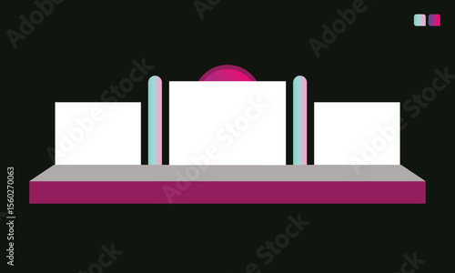 A clean, functional 2d stage setup designed for business conferences and corporate presentations.