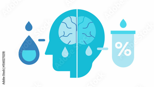 A diagram showing the percentage of water in the human body with a special emphasis on the brain which is made up of 75% water.. Vector illustration