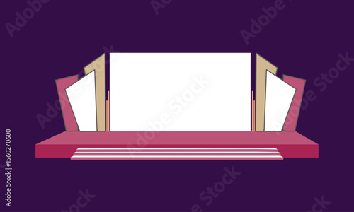 A clean, functional 2d stage setup designed for business conferences and corporate presentations.