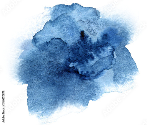 Watercolor Swash Isolated Hand Drawn Illustration, Neutral Blue Stain Spot or Blob Soft Hand Painted Art