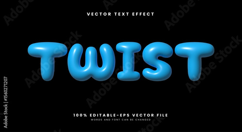 Twist 3d inflated Style editable Text Effect Template Suitable for modern Style