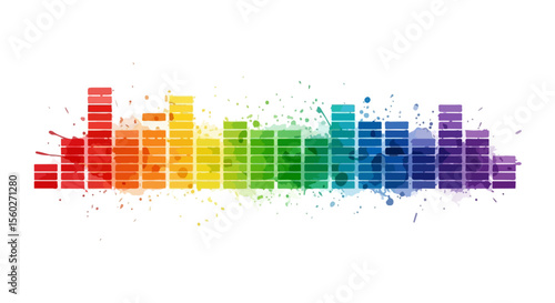 Abstract Watercolor Music Equalizer Bars Art