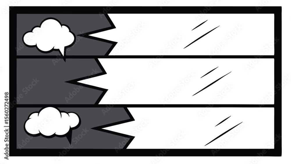 Fototapeta premium Horizontal Comic Panels with Speech Bubbles