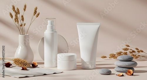 Serene Skincare Minimalist Product Mockup with Natural Elements