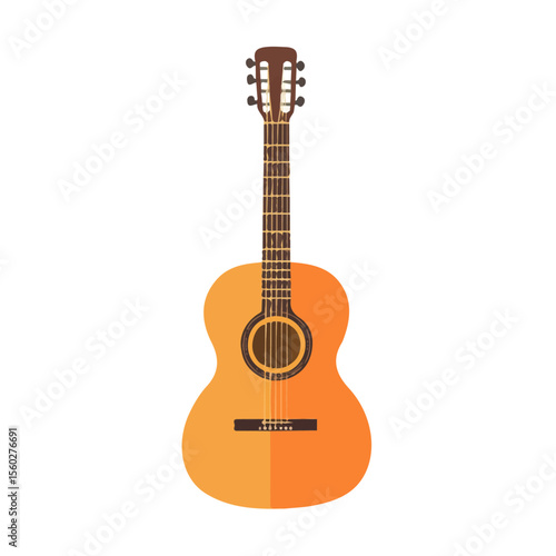 Acoustic Guitar, flat style 2D vector image, isolated on a white background