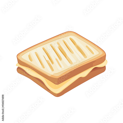 Brie Sandwich, flat style 2D vector image, isolated on a white background