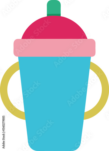 Baby milk cup icon Outline baby milk cup vector icon color flat