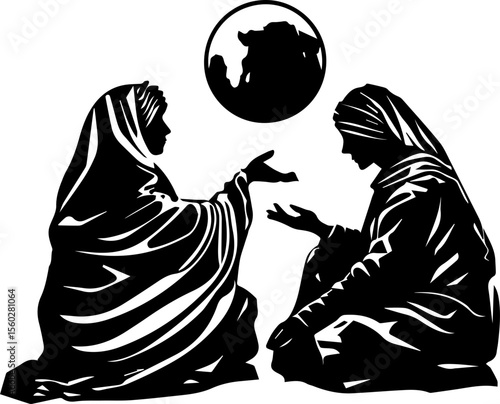 Mystical Fortune Teller Vector Illustration with Crystal Ball and Magical Elements