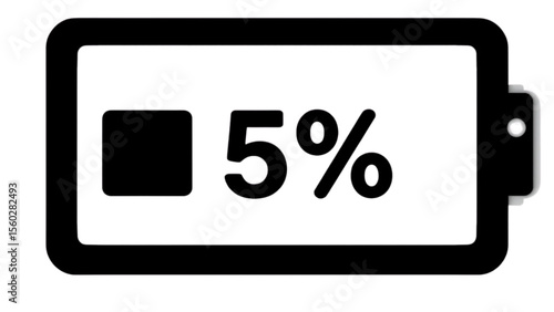 Low battery icon displaying a 5% charge level.