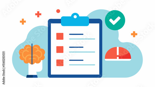 A digital spreadsheet recording a patients daily cognitive exercises and activities as recommended by their doctor to maintain brain health and prevent neurodegenerative diseases.. Vector illustration