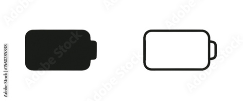 Two battery icons, one showing a full charge and the other showing an empty charge.
