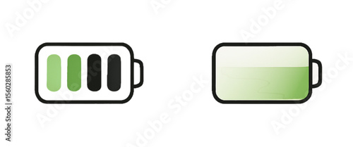Two battery icons, one showing a partial charge and one showing a lower charge level.
