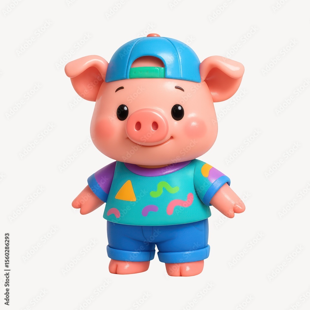 Fototapeta premium Cute cartoon pig character